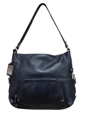 Tignanello Black Pebbled Leather Shoulder Bag